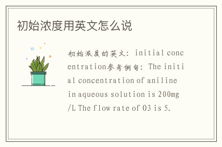 初始浓度用英文怎么说