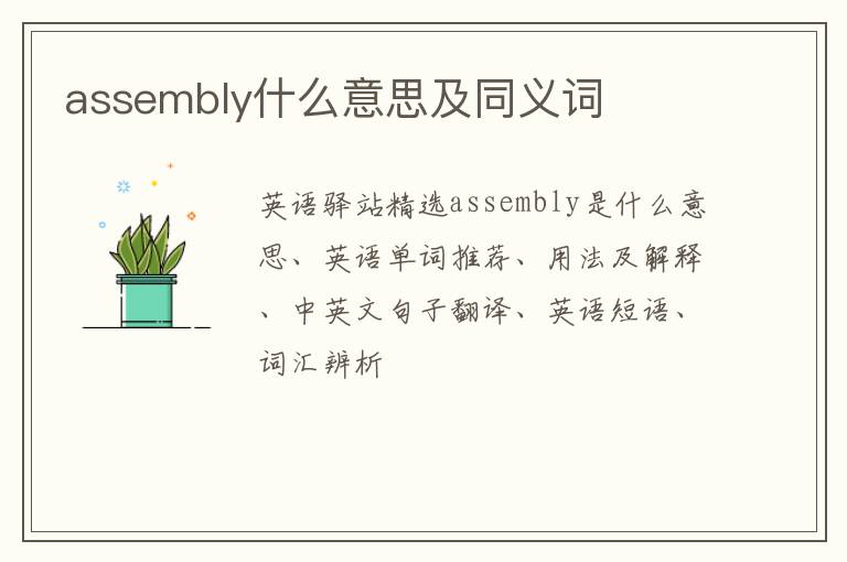 assembly什么意思及同义词