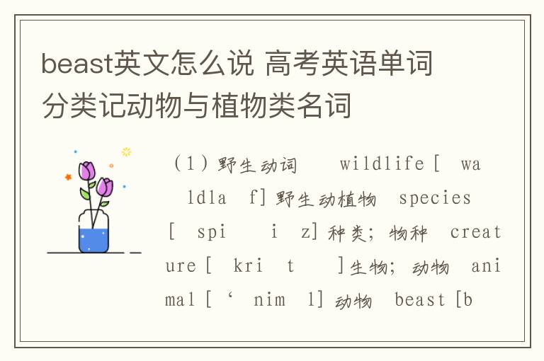 beast英文怎么说 高考英语单词分类记动物与植物类名词