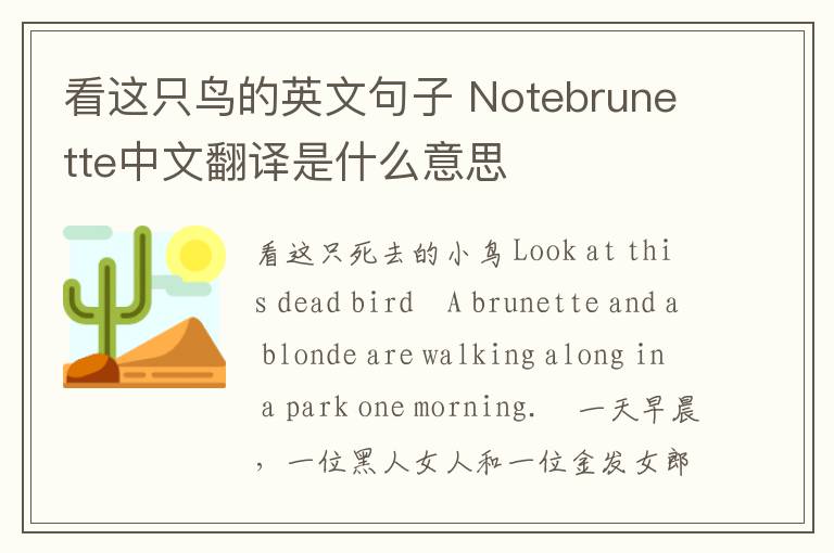 看这只鸟的英文句子 Notebrunette中文翻译是什么意思