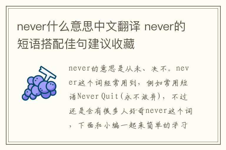 never什么意思中文翻译 never的短语搭配佳句建议收藏