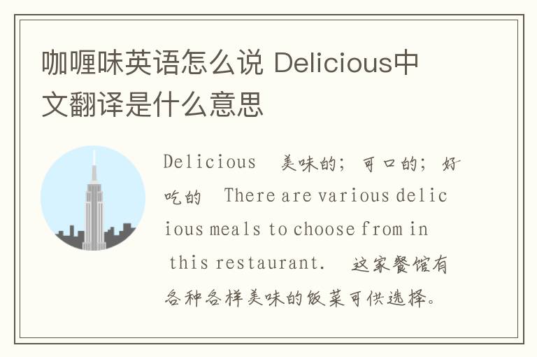 咖喱味英语怎么说 Delicious中文翻译是什么意思