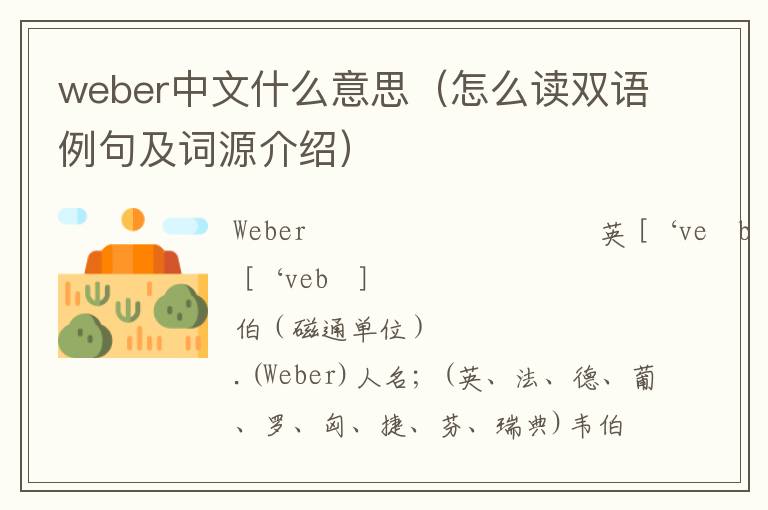 weber中文什么意思（怎么读双语例句及词源介绍）