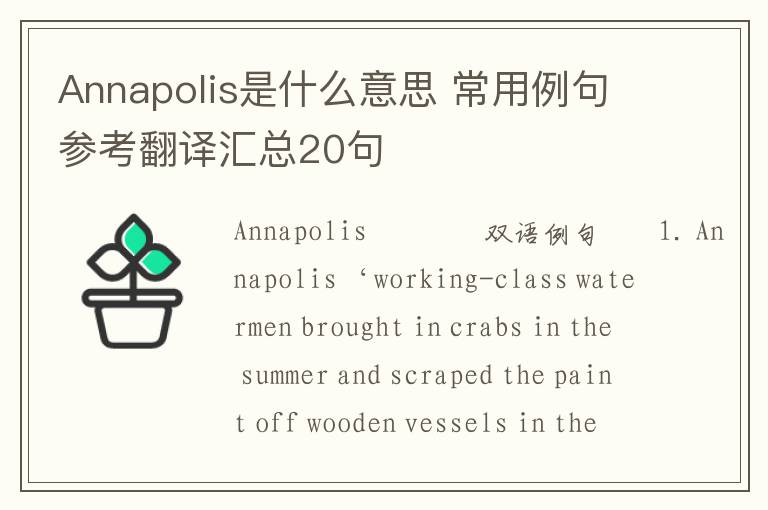 Annapolis是什么意思 常用例句参考翻译汇总20句