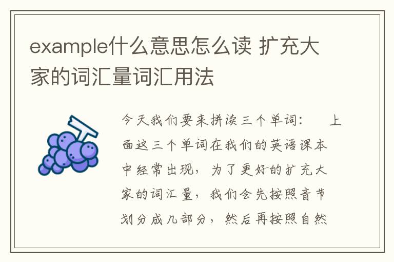 example什么意思怎么读 扩充大家的词汇量词汇用法