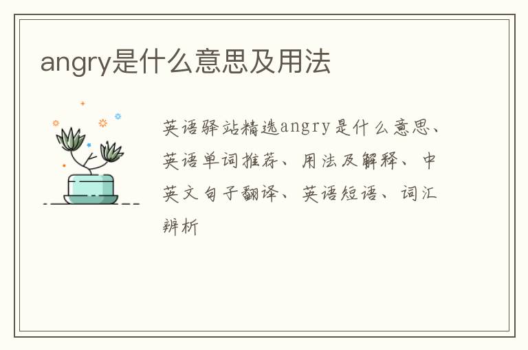 angry是什么意思及用法