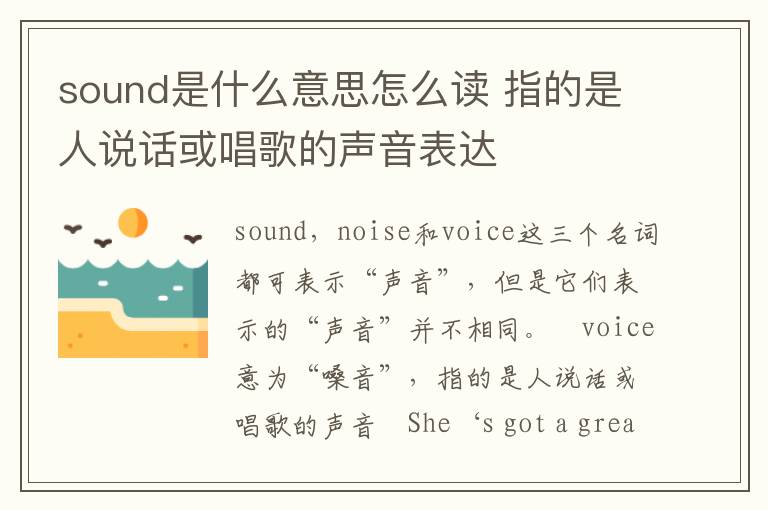 sound是什么意思怎么读 指的是人说话或唱歌的声音表达