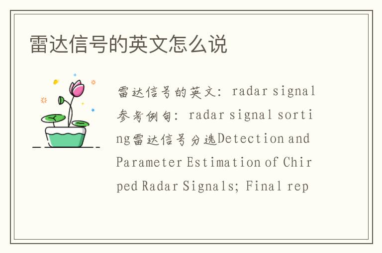 雷达信号的英文怎么说