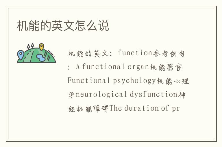 机能的英文怎么说