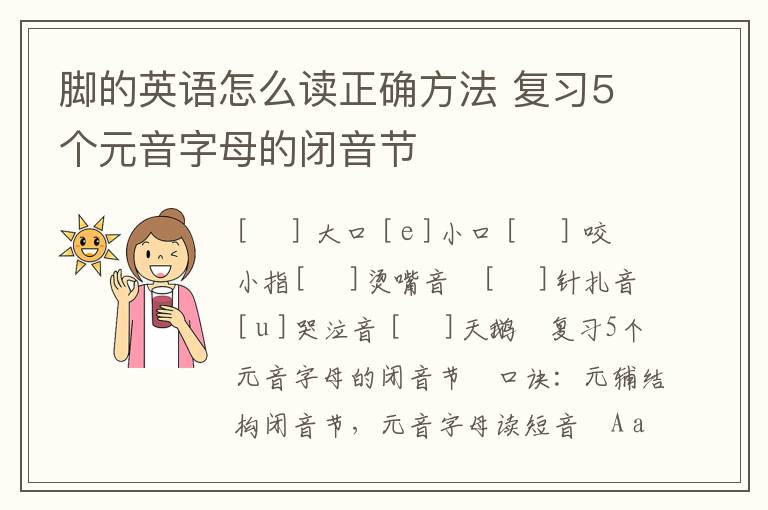 脚的英语怎么读正确方法 复习5个元音字母的闭音节