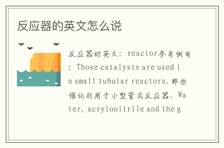 反应器的英文怎么说