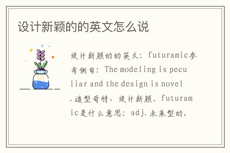 设计新颖的的英文怎么说