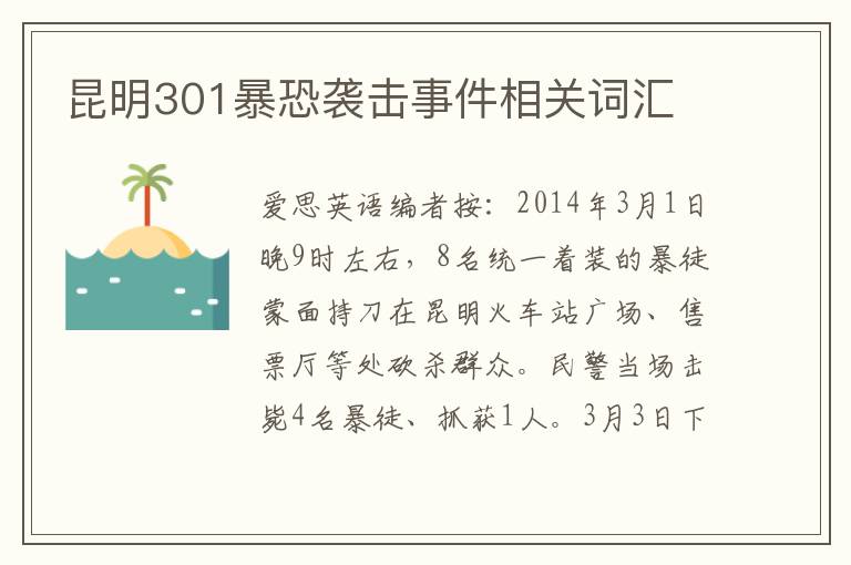 昆明301暴恐袭击事件相关词汇