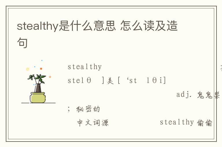 stealthy是什么意思 怎么读及造句