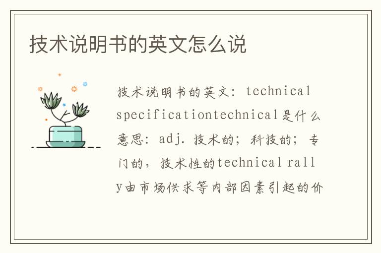 技术说明书的英文怎么说