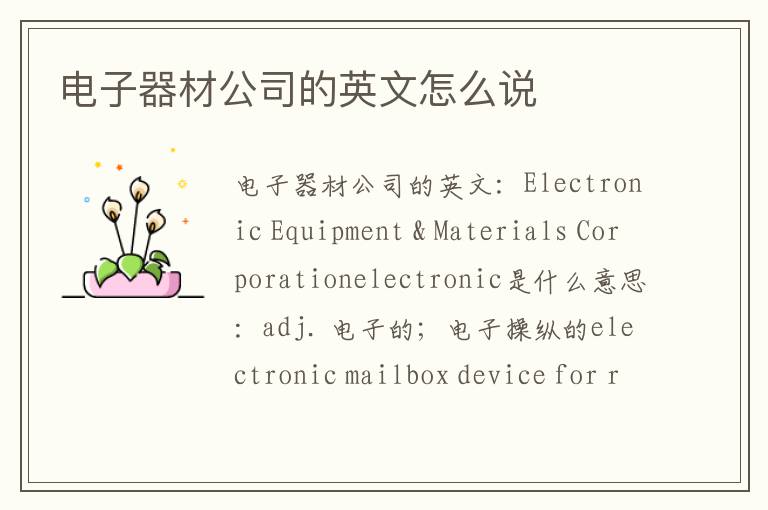 电子器材公司的英文怎么说