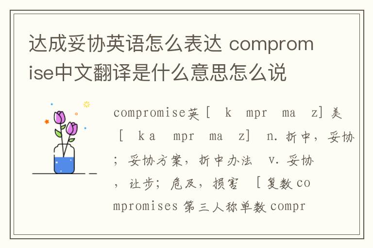 达成妥协英语怎么表达 compromise中文翻译是什么意思怎么说