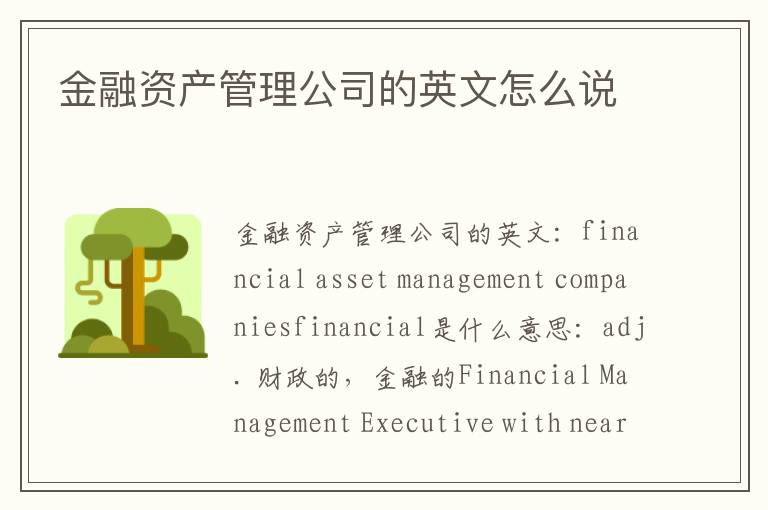 金融资产管理公司的英文怎么说