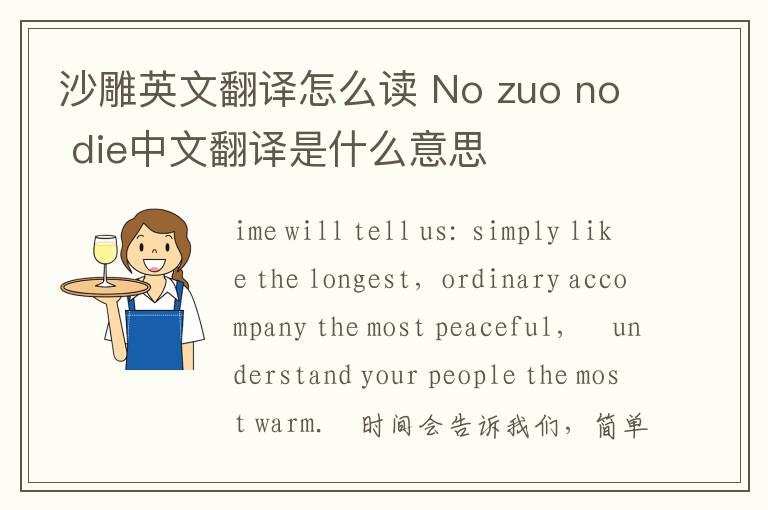 沙雕英文翻译怎么读 No zuo no die中文翻译是什么意思