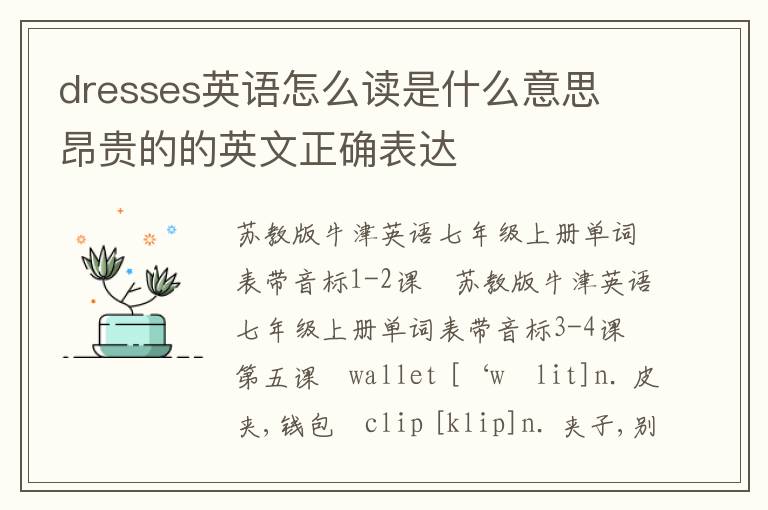 dresses英语怎么读是什么意思 昂贵的的英文正确表达