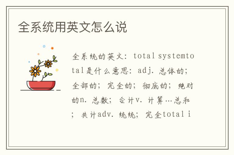 全系统用英文怎么说