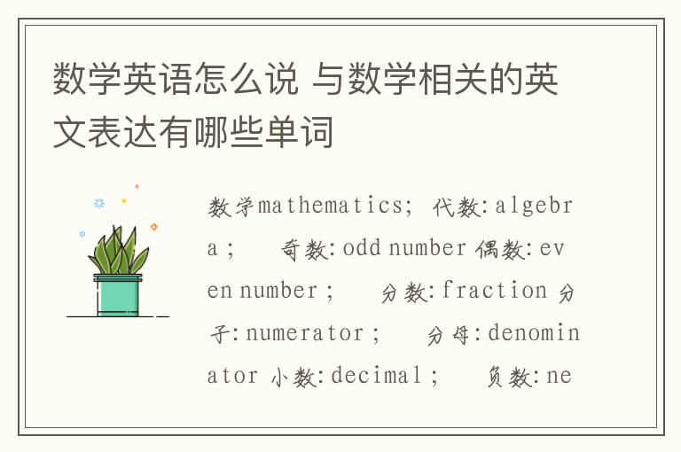 数学英语怎么说 与数学相关的英文表达有哪些单词