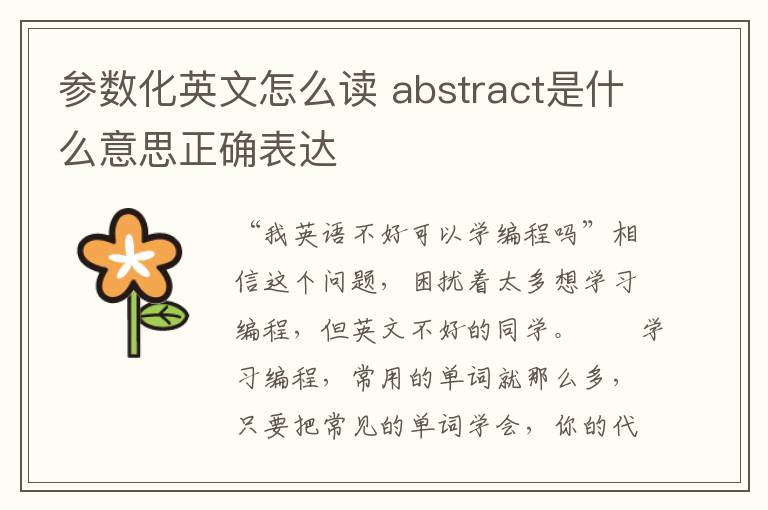 参数化英文怎么读 abstract是什么意思正确表达