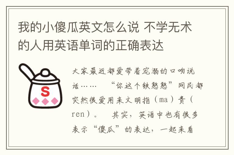 我的小傻瓜英文怎么说 不学无术的人用英语单词的正确表达