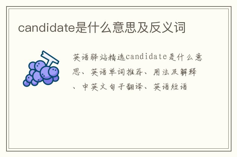 candidate是什么意思及反义词