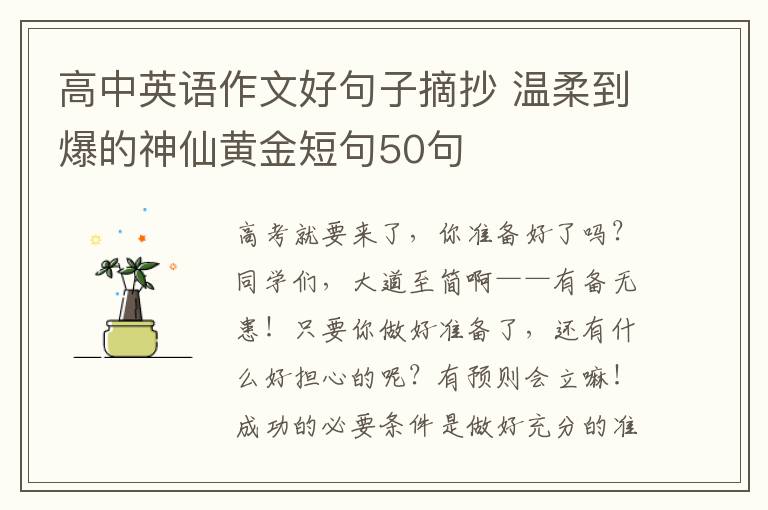 高中英语作文好句子摘抄 温柔到爆的神仙黄金短句50句