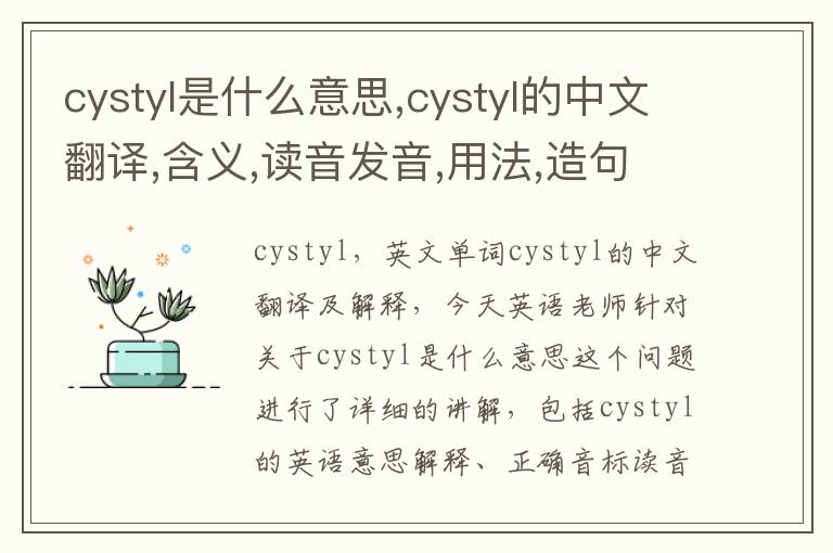 cystyl是什么意思,cystyl的中文翻译,含义,读音发音,用法,造句,参考例句