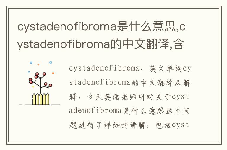 cystadenofibroma是什么意思,cystadenofibroma的中文翻译,含义,读音发音,用法,造句,参考例句