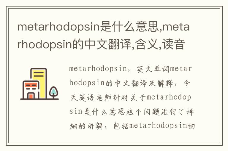 metarhodopsin是什么意思,metarhodopsin的中文翻译,含义,读音发音,用法,造句,参考例句