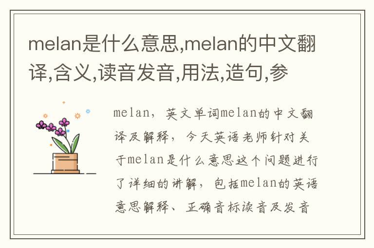 melan是什么意思,melan的中文翻译,含义,读音发音,用法,造句,参考例句