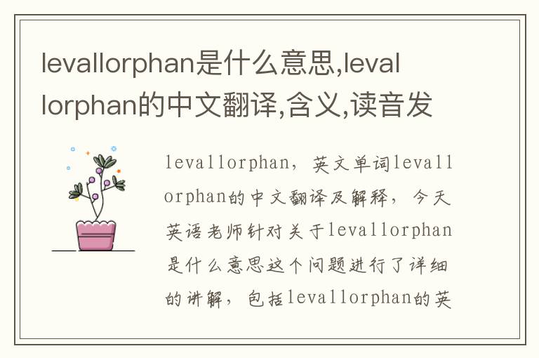 levallorphan是什么意思,levallorphan的中文翻译,含义,读音发音,用法,造句,参考例句