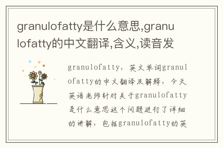 granulofatty是什么意思,granulofatty的中文翻译,含义,读音发音,用法,造句,参考例句