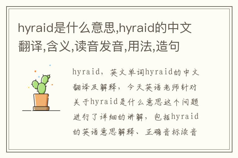 hyraid是什么意思,hyraid的中文翻译,含义,读音发音,用法,造句,参考例句