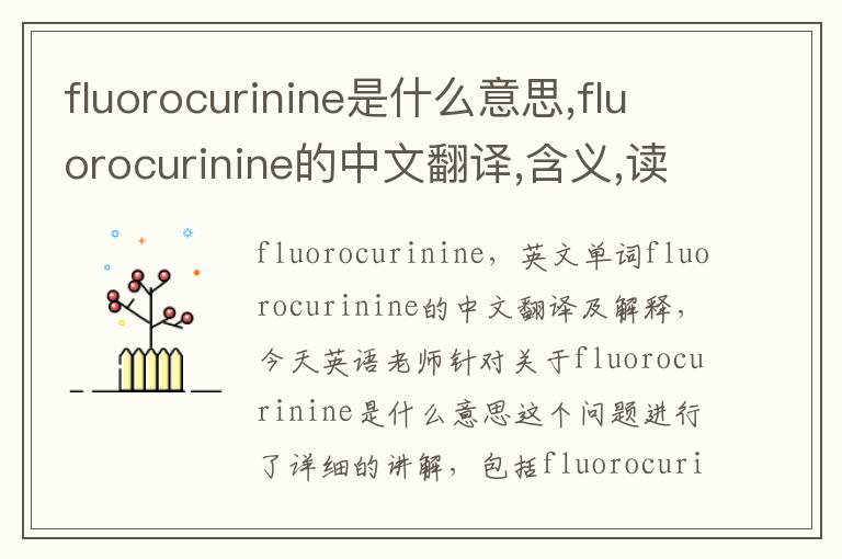 fluorocurinine是什么意思,fluorocurinine的中文翻译,含义,读音发音,用法,造句,参考例句