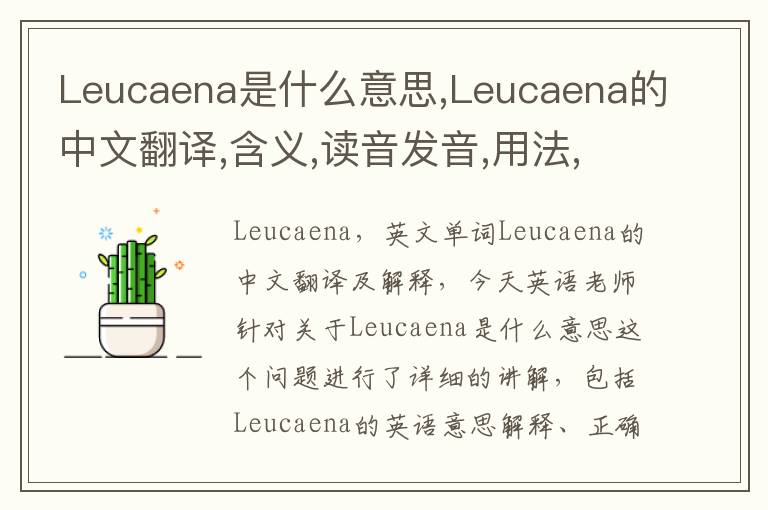 Leucaena是什么意思,Leucaena的中文翻译,含义,读音发音,用法,造句,参考例句