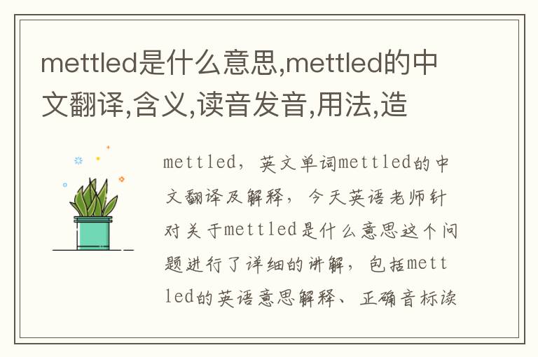 mettled是什么意思,mettled的中文翻译,含义,读音发音,用法,造句,参考例句