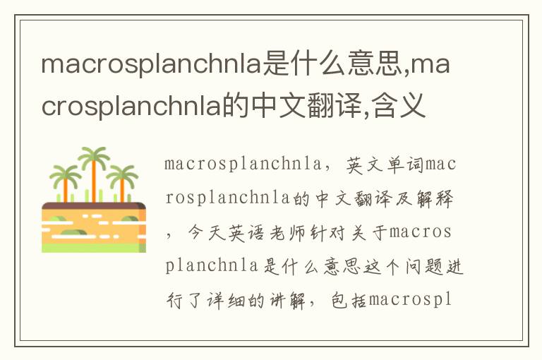 macrosplanchnla是什么意思,macrosplanchnla的中文翻译,含义,读音发音,用法,造句,参考例句