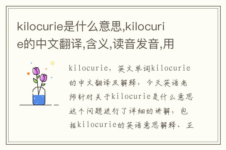 kilocurie是什么意思,kilocurie的中文翻译,含义,读音发音,用法,造句,参考例句