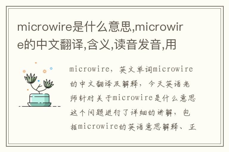 microwire是什么意思,microwire的中文翻译,含义,读音发音,用法,造句,参考例句