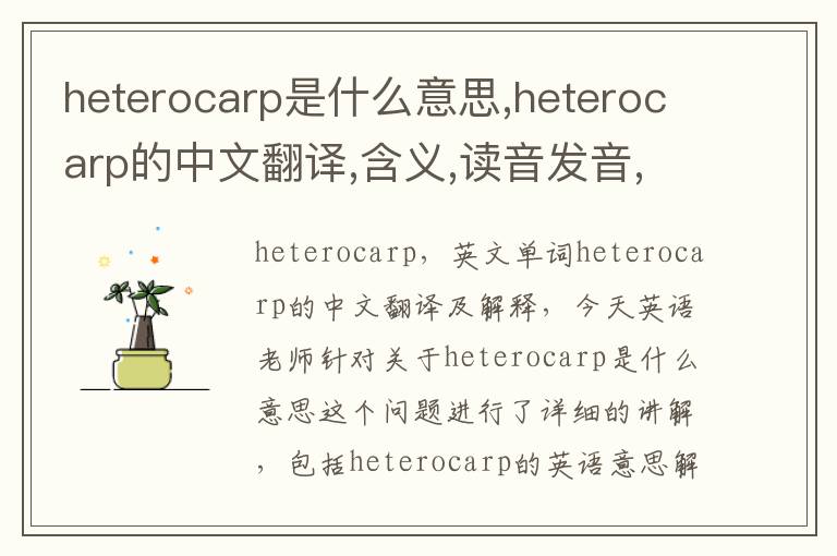 heterocarp是什么意思,heterocarp的中文翻译,含义,读音发音,用法,造句,参考例句