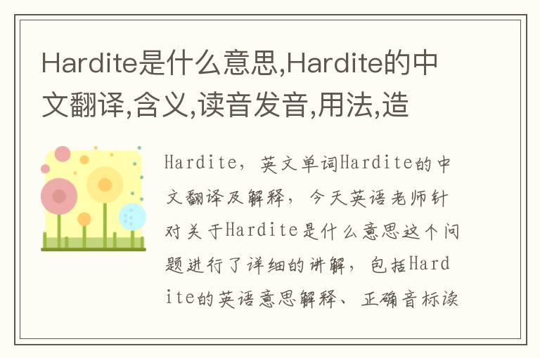 Hardite是什么意思,Hardite的中文翻译,含义,读音发音,用法,造句,参考例句