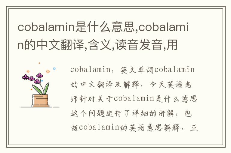 cobalamin是什么意思,cobalamin的中文翻译,含义,读音发音,用法,造句,参考例句