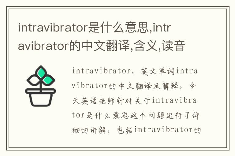 intravibrator是什么意思,intravibrator的中文翻译,含义,读音发音,用法,造句,参考例句