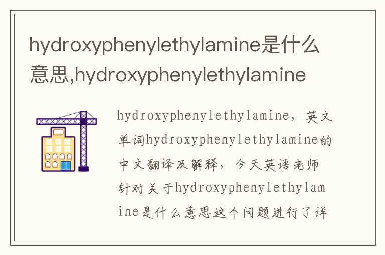 hydroxyphenylethylamine是什么意思,hydroxyphenylethylamine的中文翻译,含义,读音发音,用法,造句,参考例句