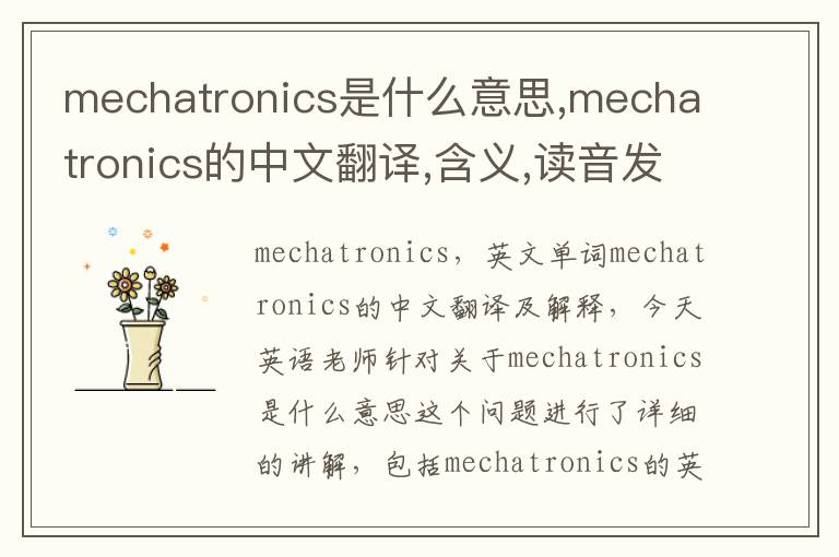 mechatronics是什么意思,mechatronics的中文翻译,含义,读音发音,用法,造句,参考例句