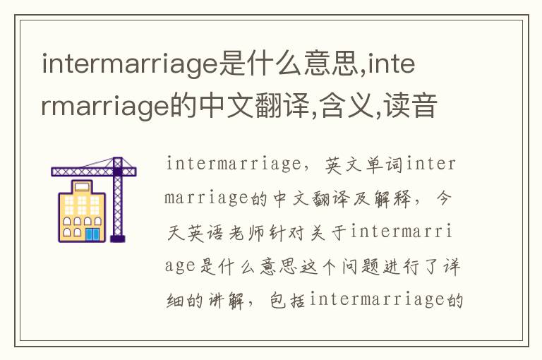 intermarriage是什么意思,intermarriage的中文翻译,含义,读音发音,用法,造句,参考例句